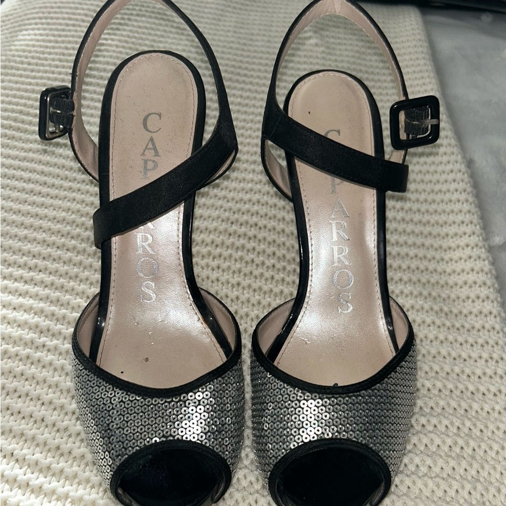 Caparros Black and Silver Sequin Heels